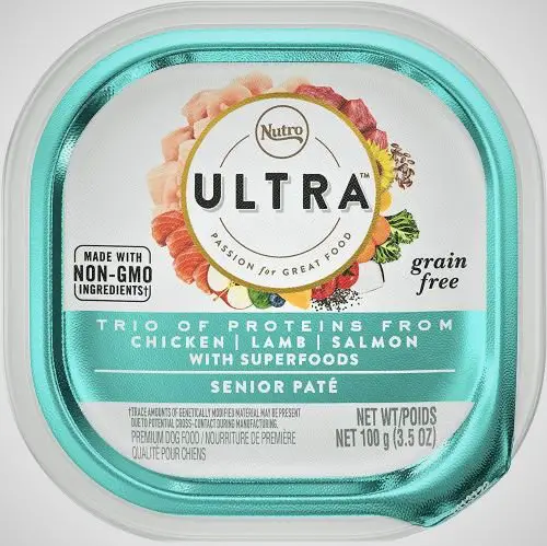 Nutro ultra grain-free pate. soft food for adult and senior dogs.